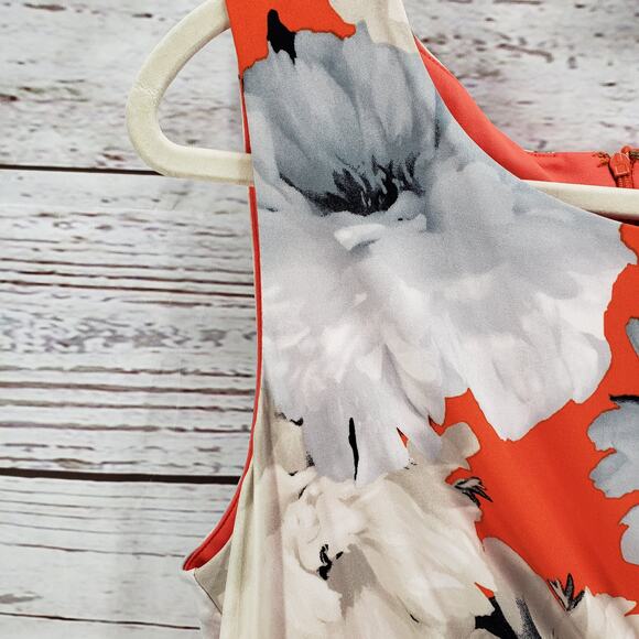 Calvin Klein Women's Floral Ruched Faux Wrap Sleeveless Dress Size Medium - Picture 9 of 14